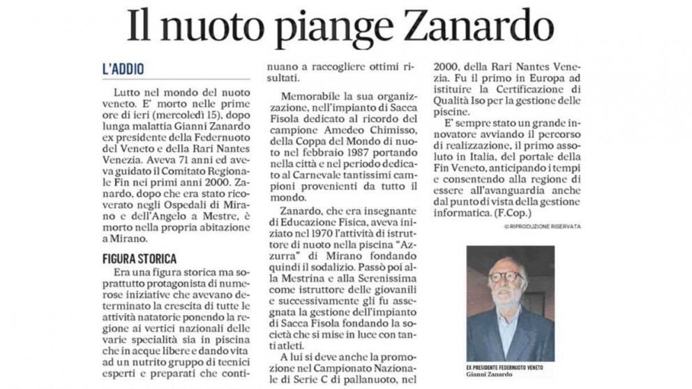Articolo del Gazzettino del 17/06/2021